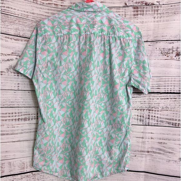 Strata Shirt Mens Size Medium Geo print Button Up Casual retro Cotton Hawaiian - Picture 4 of 10